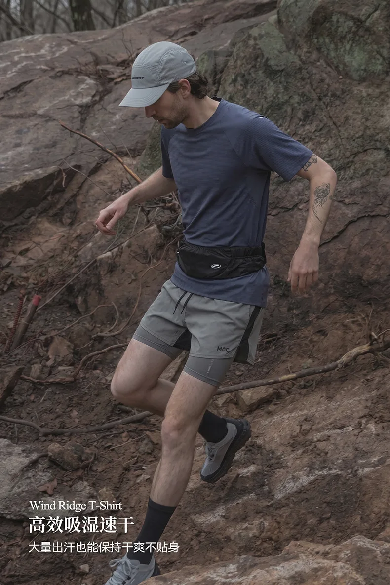 Techlation „Wind Ridge“ Serie: Schnelltrocknendes, nahtlos getaptes T-Shirt für Herren, reflektierendes Sport-Laufoberteil für Outdoor-Aktivitäten, Sommer-Gym-T-Shirt – Detail 5