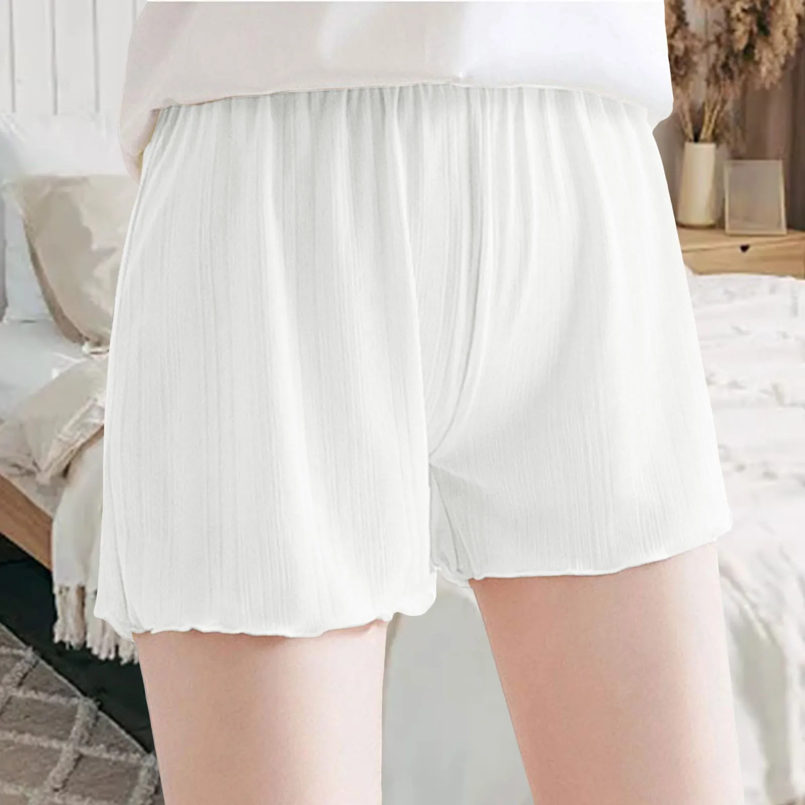 Summer Ice Silk Seamless Soft Shorts Women Safety Short Pants Casual Underskirt Pants Home Beach Elastic Waist Panties Underwear