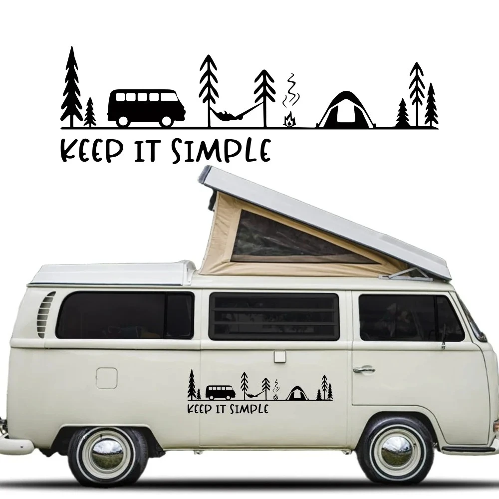 

Наклейка на автомобиль в стиле горного кемпинга "Keep It Simple" для кемперов, караванов, фургонов, украшение боковой части кузова, виниловая наклейка, аксессуары
