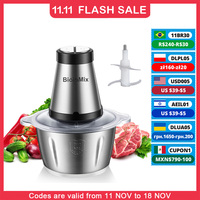 BioloMix 2 Speeds 500W Stainless Steel 2L Capacity Electric Chopper Meat Grinder Mincer Food Processor Slicer