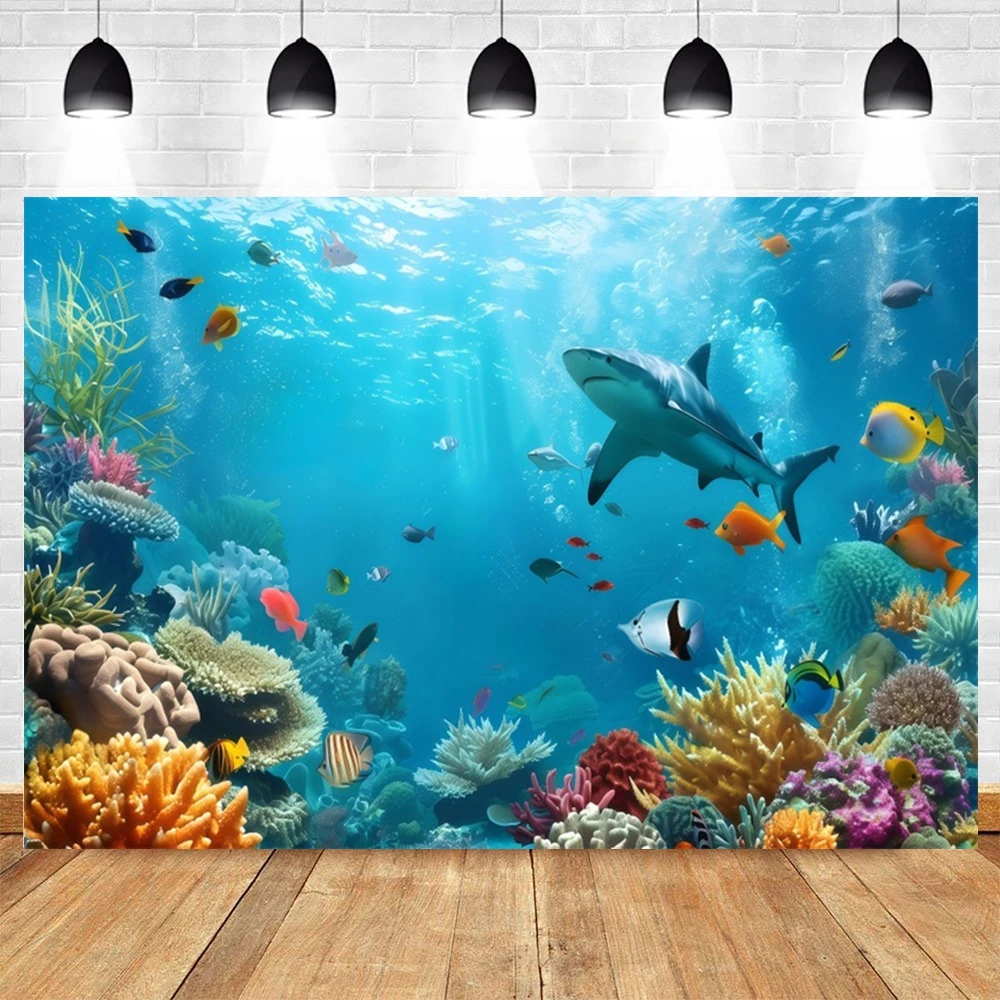 Underwater World Seabed Theme Ocean Undersea Sunlight Deep Blue Water Sun Ray Baby Portrait Photography Background Photo Studio