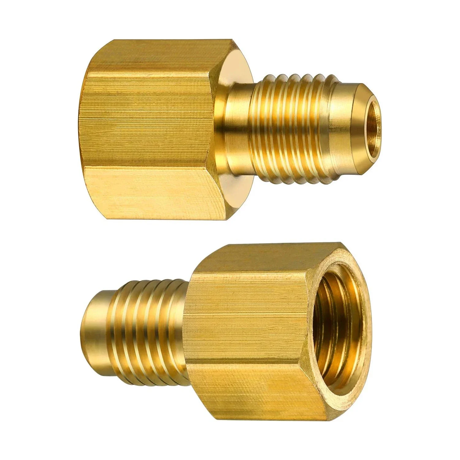 2PCS R134A Brass Refrigerant Tank Adapter to R12 Fitting Adapter 1/2" Female x 1/4" Flare Male Adaptor Valve Core Adapter