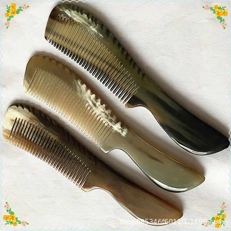 

Genuine Goods Natural Thick White Horn Cattle Horn Comb Multi Teeth Massage Health Comb