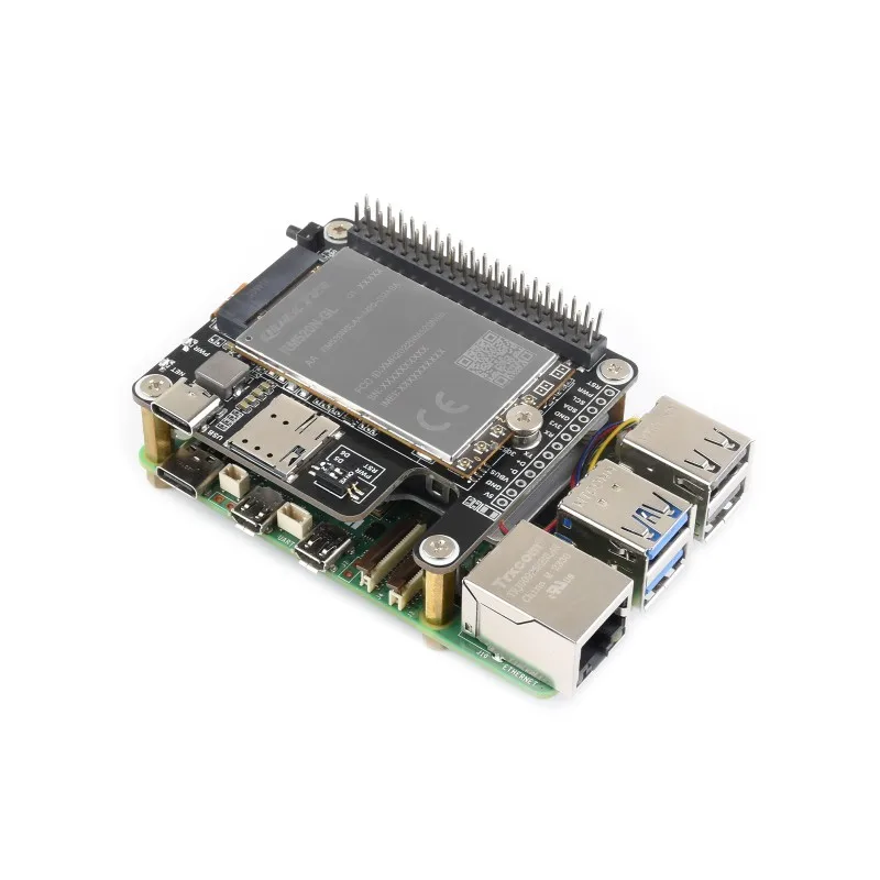 PCIe to 5G/4G/3G HAT designed for Pi 5,Options For 5G Module，Compatible with 3042/3052 packages SIMCom/Quectel 5G modules