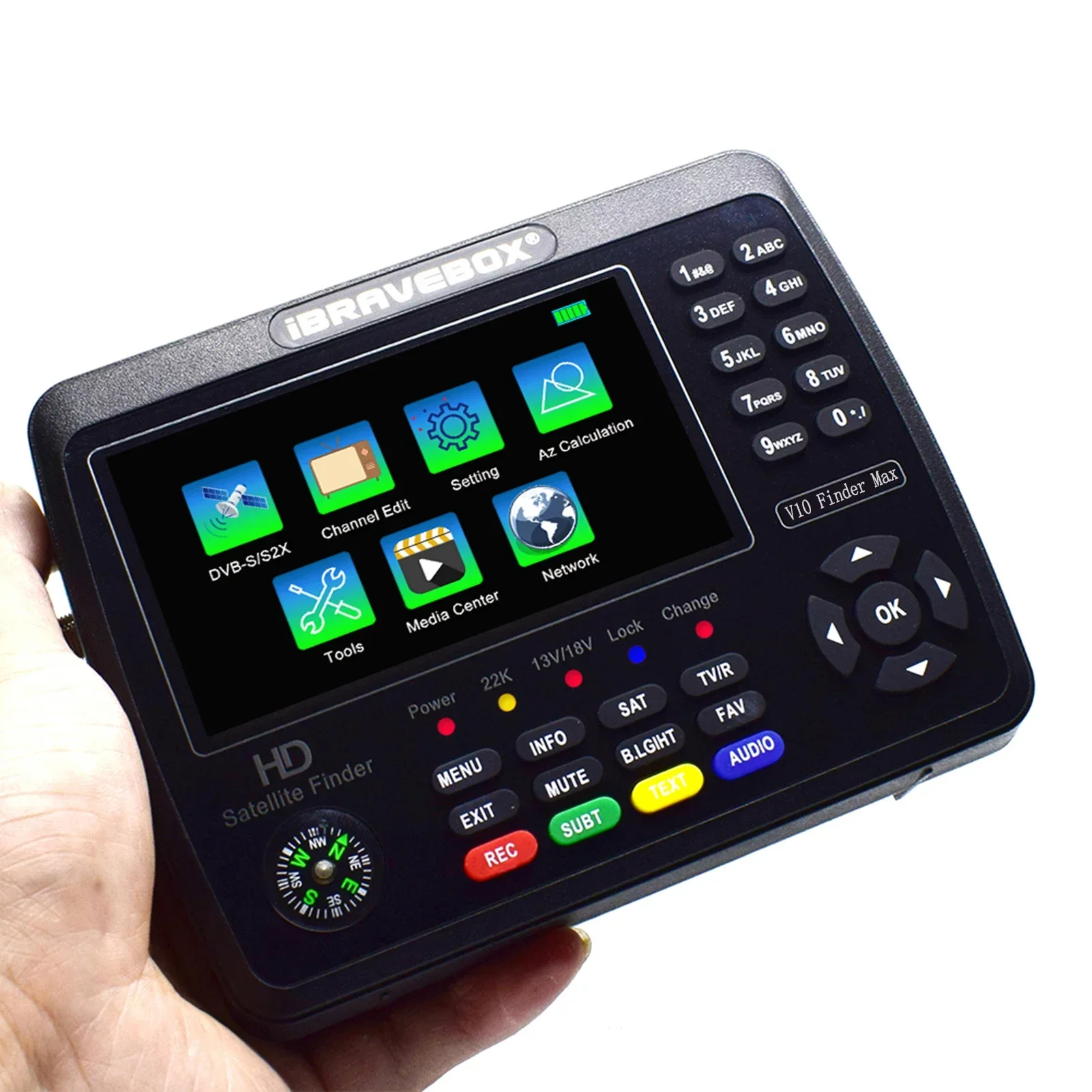 V10 Finder Max HD Satellite TV Signal Finder DVB-S/S2/S2X Signal Meter Satellite Finder H.265 for Adjusting Sat Dish