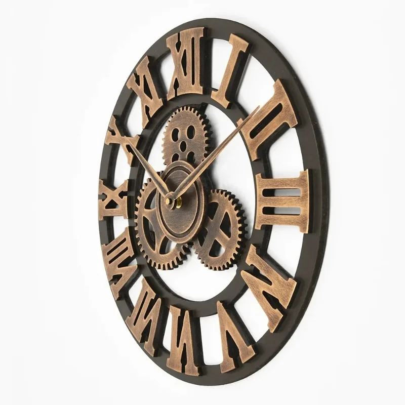 Imagem -05 - Modernos 3d Grandes Relógios de Parede Numerais Romanos Retro Rodada Metal Ferro Ornamento Pendurado Preciso Silencioso Sala Decor 30 cm 35 cm 40cm