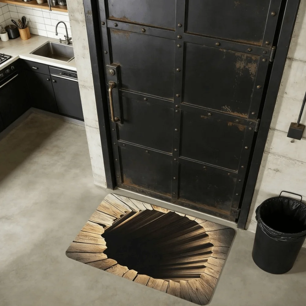 3D Flat Optical Illusion Doormat Water-absorbing Abrasion-resistant Bathroom Carpet Durable Non-slip Bedroom Door Rug Home Decor