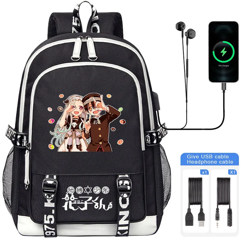 Hot Toilet-bound Hanako-kun School Bags For Teenager USB Charging Laptop Backpack Boys Girls Student Book Bag Mochila Travel Bag