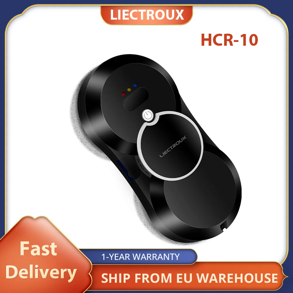 Liectroux HCR-10 Robot Window Cleaner, 30ml Water Tank, Ultrasonic Water Spraying, 2800Pa Suction, 6.8cm Ultra-thin Body