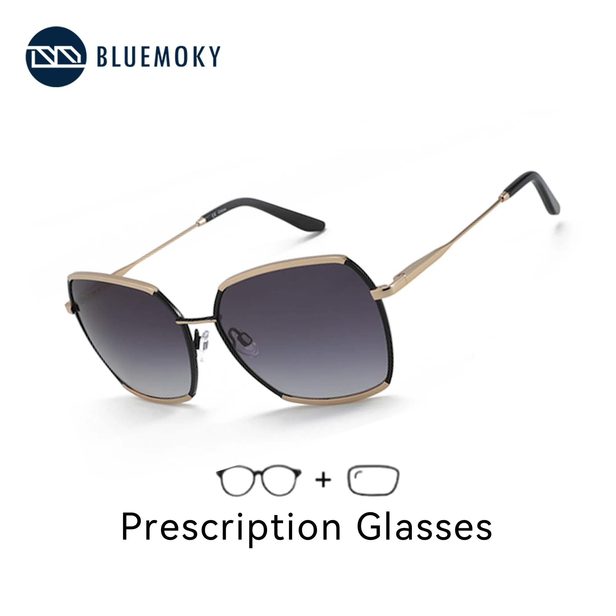 

BLUEMOKY Fashion Oversized Prescription Sunglasses Women Design Acetate Progressive Sun Glasses Trendy Travel Outdoor Shades