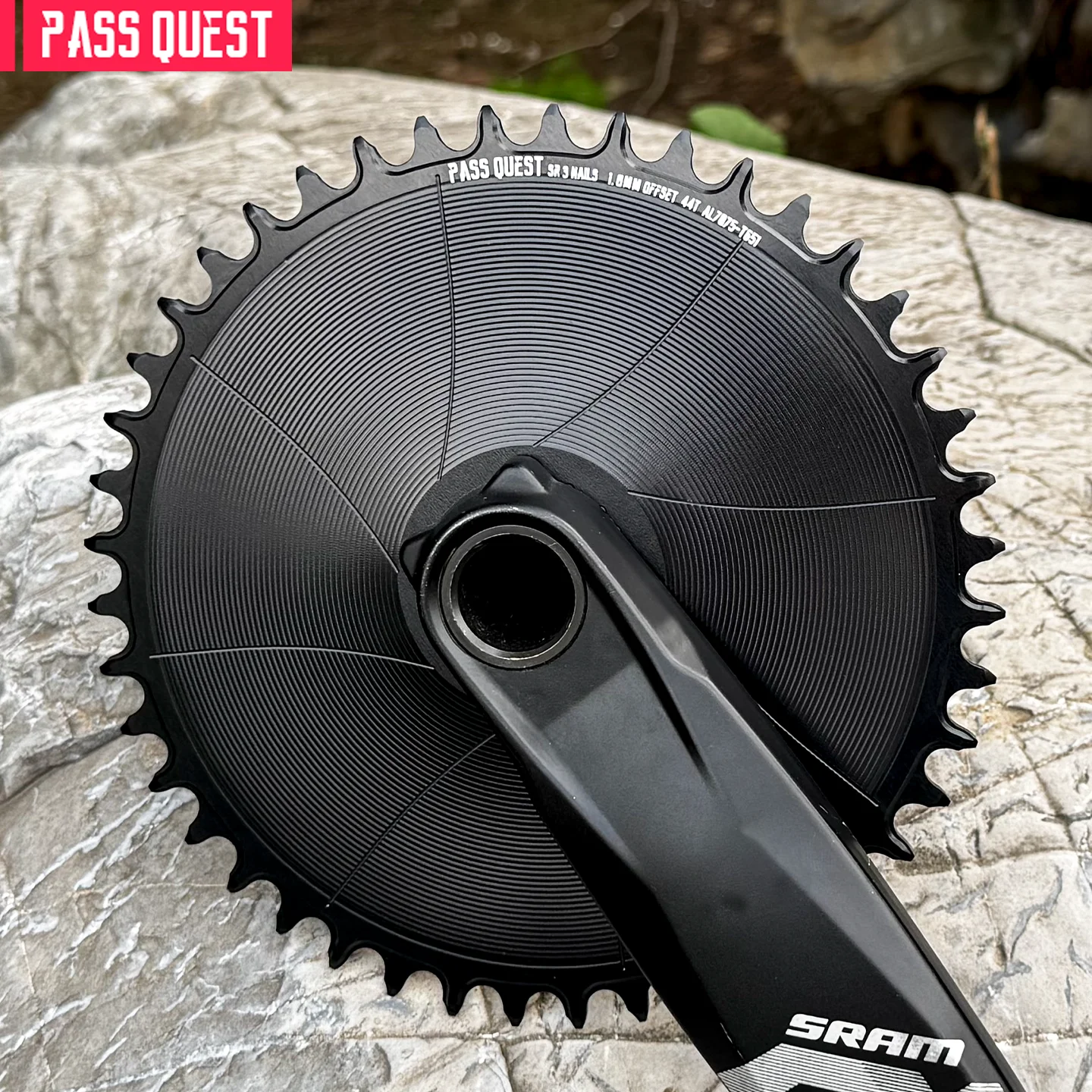 PASS QUEST Gravel/Road Narrow Chainrings 42-48T 3-Bolt 1.8mm Offset Compatible with SRAM for Cycling