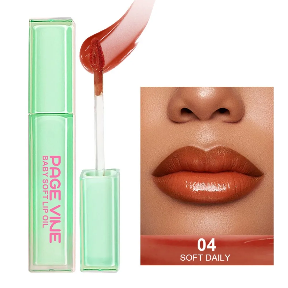 Mint Green Square Tube Glossy Lipstick Long Lasting Moisturize Mirror Lip Glaze 6 Color Easy To Color Silky Lipstick Makeup Tool