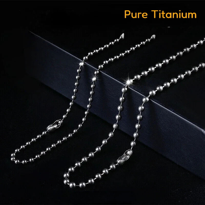 

Fashion 3mm TA1 Pure Titanium Military Army Ball Bead Chain Necklace for Men Women Anti-Allergic DIY Ti Bead Pendant Necklaces