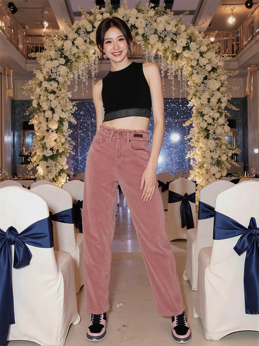 

Широкие джинсы с высокой талией, джинсовые брюки, женская одежда, осенняя допамина, со средней посадкой, сепульный, для путешествий, отдыха, на каждый день, на каждый день, для молодежи