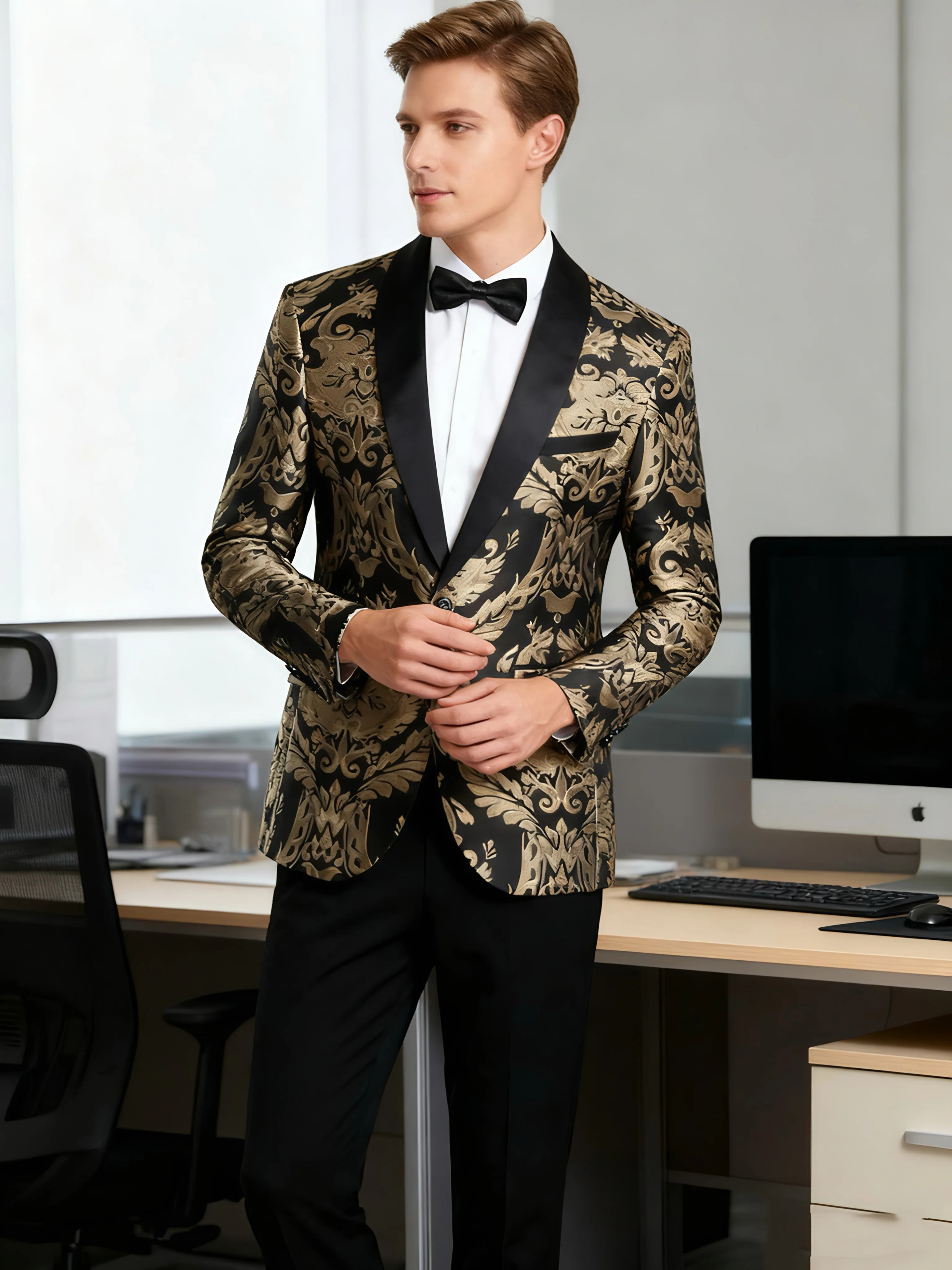 

Мужская спортивная куртка с одним верхом и спортивная куртка с шалью и лацканами на одной пуговице, облегающая куртка с длинными рукавами, фрак, вечерние ужин, мы