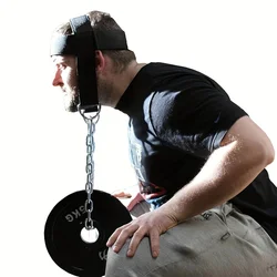 Neck Training Headband with Chain, Adjustable Neck Weight, for Enhancing Body Strength, Neck Exercise, Fitness Head and Neck Safety Belt, Adjustable Long Steel Chain and Head Strap
