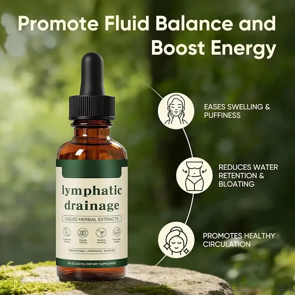 60ml Lymphatic Drainage Drops Natural Herbal Formula Toxin Elimination Swelling Relief Lymph Support Liquid