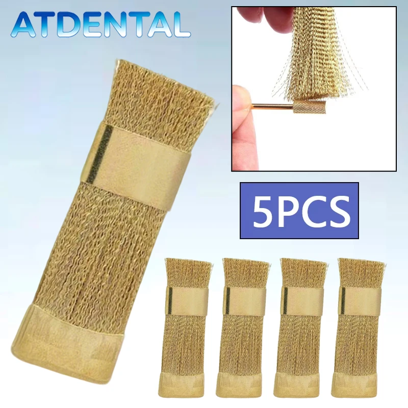 

Набор из 5 зубных щеток для чистки корневых каналов, латунные проволочные золотые инструменты для гигиены полости рта, насадки для дрели