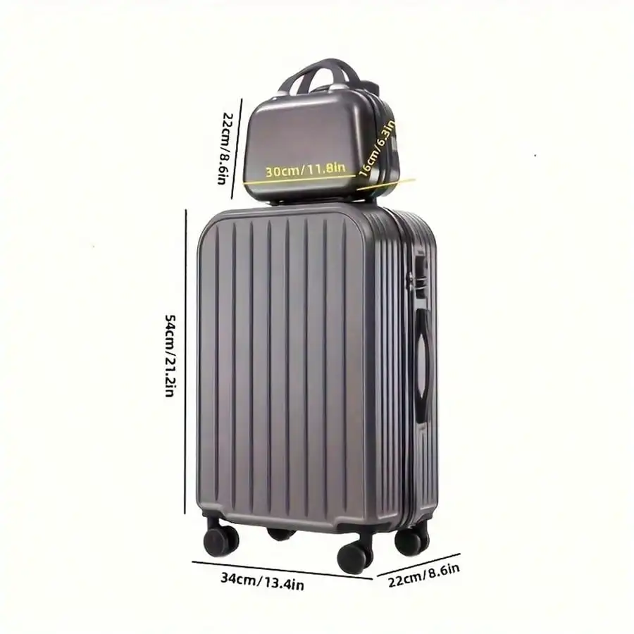 2 Pcs 20 Inch Hardside Carry On Luggage Set, Hard Shell Suitcase with Built-in Cup Holder & USB Phone Charger, 360° Spinner Wheels Trolley Suitcase, Large Capacity Airline Approved Carry-on Suitcase for Men Women, Travel Essentials for Vacation, Business