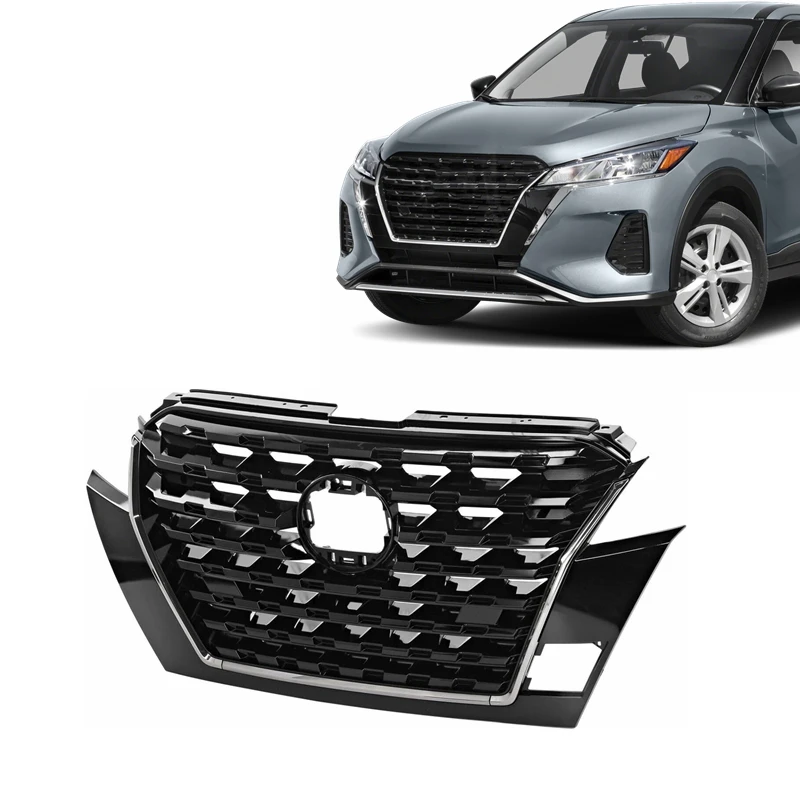 OEM auto parts new replacement front bumper cover black upper grille grill for Nissan Kicks 2021 2022 2023