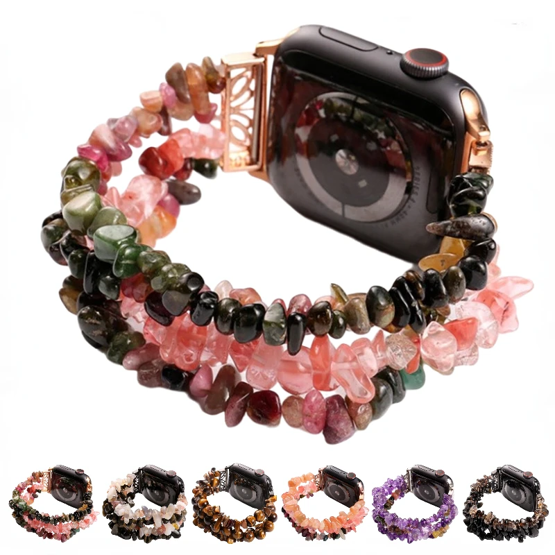 

Rough Stone Strap for Apple Watch Band Ultra 49mm 8 7 41mm 45mm 44mm 40mm 42mm Handmade Crystal Creative Bracelet for 6 5 4 SE