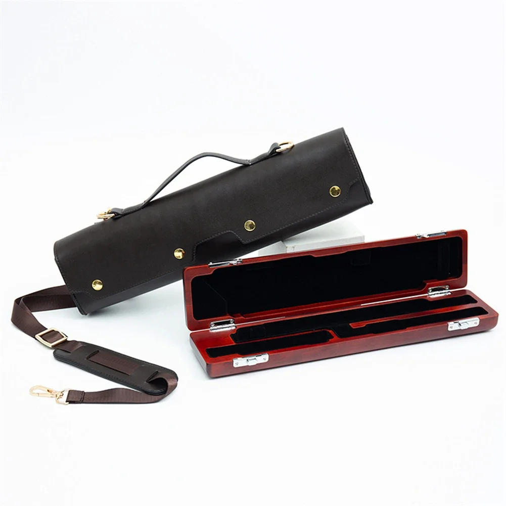 Portable Flute Case 16 17 Holes Flute Case Cover Waterproof PU Leather Flute Bag Wooden Box Lightweight Black Box Cover