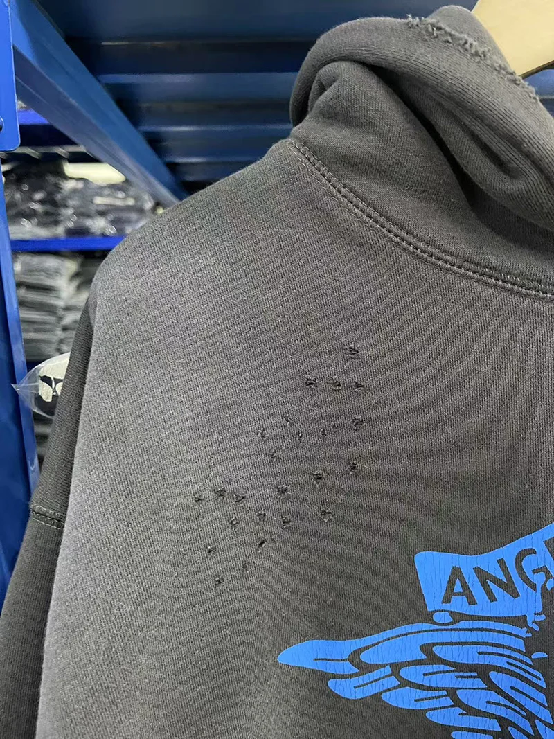 غسلها رمادي سانت هوديس الرجال امرأة شارع العليا الهيب هوب بلوزات كبيرة الحجم الرجعية طباعة التالفة الشتاء مقنعين البلوفرات #5