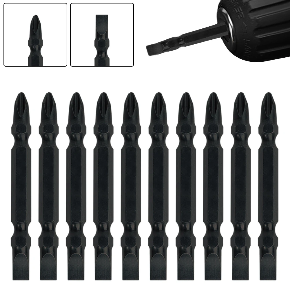 Double head Magnetic Screwdriver Bits Set 10pcs High Hardness Magnetic Feature Suitable for Electric Drill Black Color