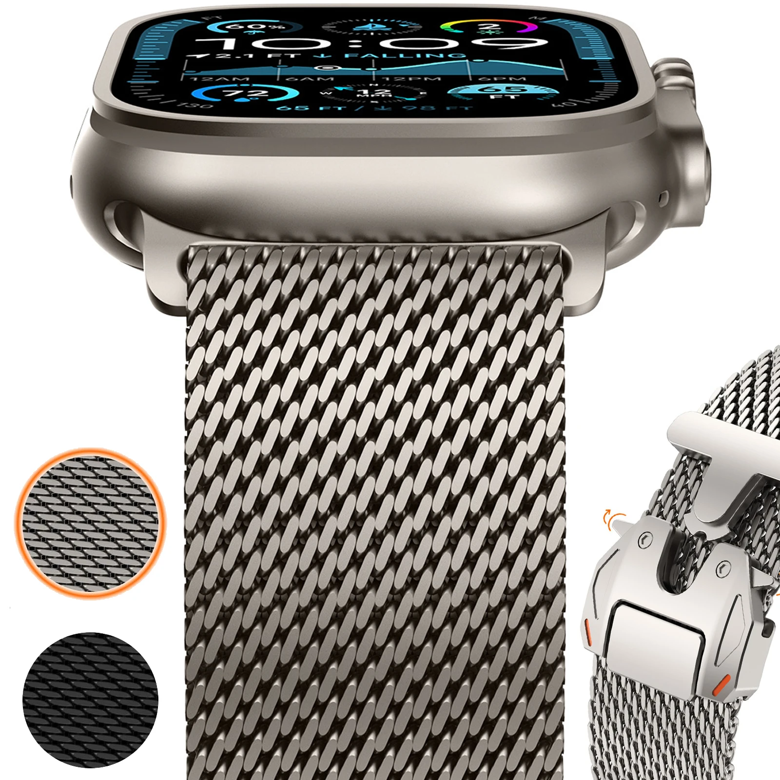 

Milanese Loop Band for Apple Watch Ultra 2 3 49mm 46mm 42mm 45mm 44mm Parachute Buckle For iWatch Series 11 10 9 8 7 6 5SE Strap
