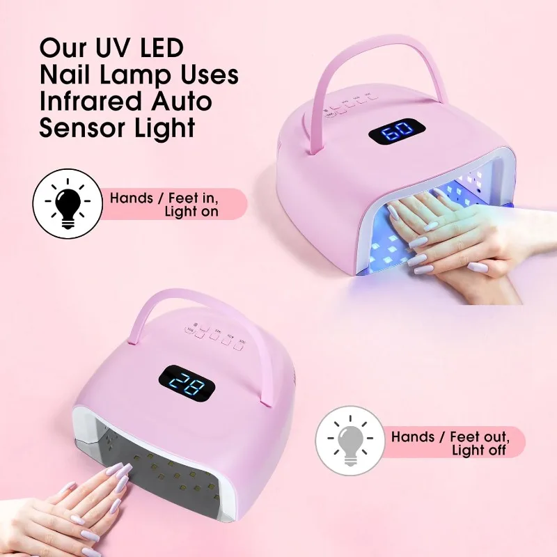 60W Professional Rechargeable UV LED Nail Lamp Wireless Gel Laquer Manicure Pedicure Lamps Smart Sensor Nail Dryer