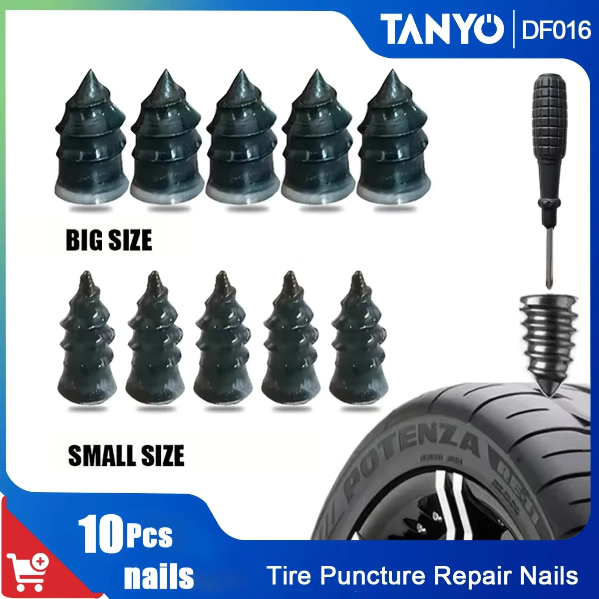 

10 шт., набор резиновых металлических гвоздей для автомобиля, мотоцикла, скутера, велосипеда, вакуумный ремонт шин, ремонт проколов шин, гвозди, аксессуары для шин