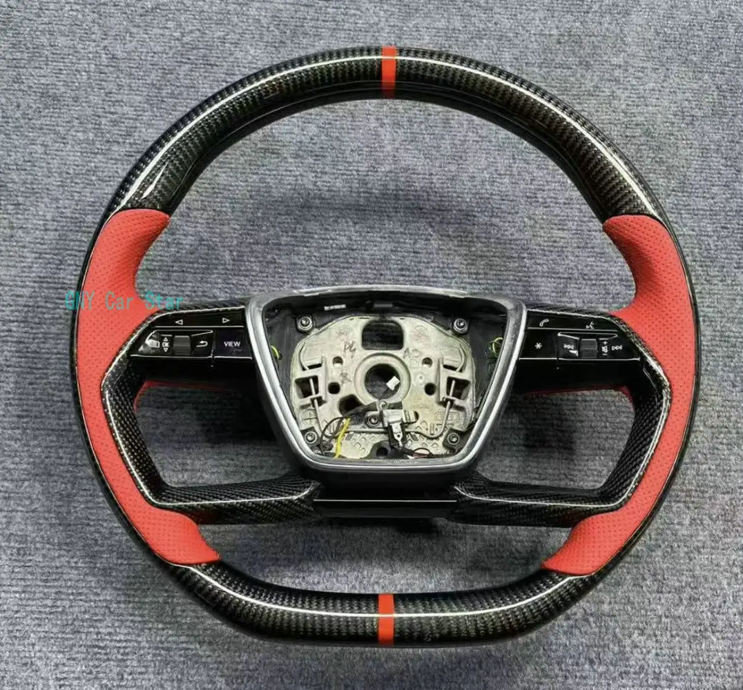 

100% настоящее углеродное волокно, автомобильный руль для Audi A6 A7L A8 A8L Q6 A7 C8
