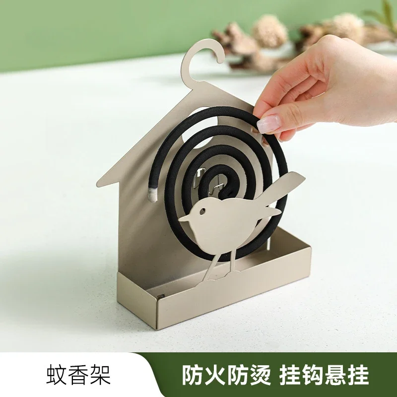 Household hanging mosquito coil rack, indoor creativity, leaf mosquito coil with ash tray holder, fireproof mosquito coil box