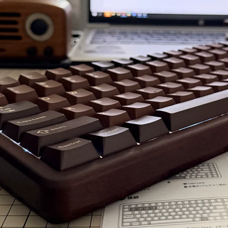 Walnut Wood84 75%Mechanical Keyboard Custom Tri-mode Hot Swap RGB Gasket Retro Keyboard Office Gift Ergonomics MX Switch