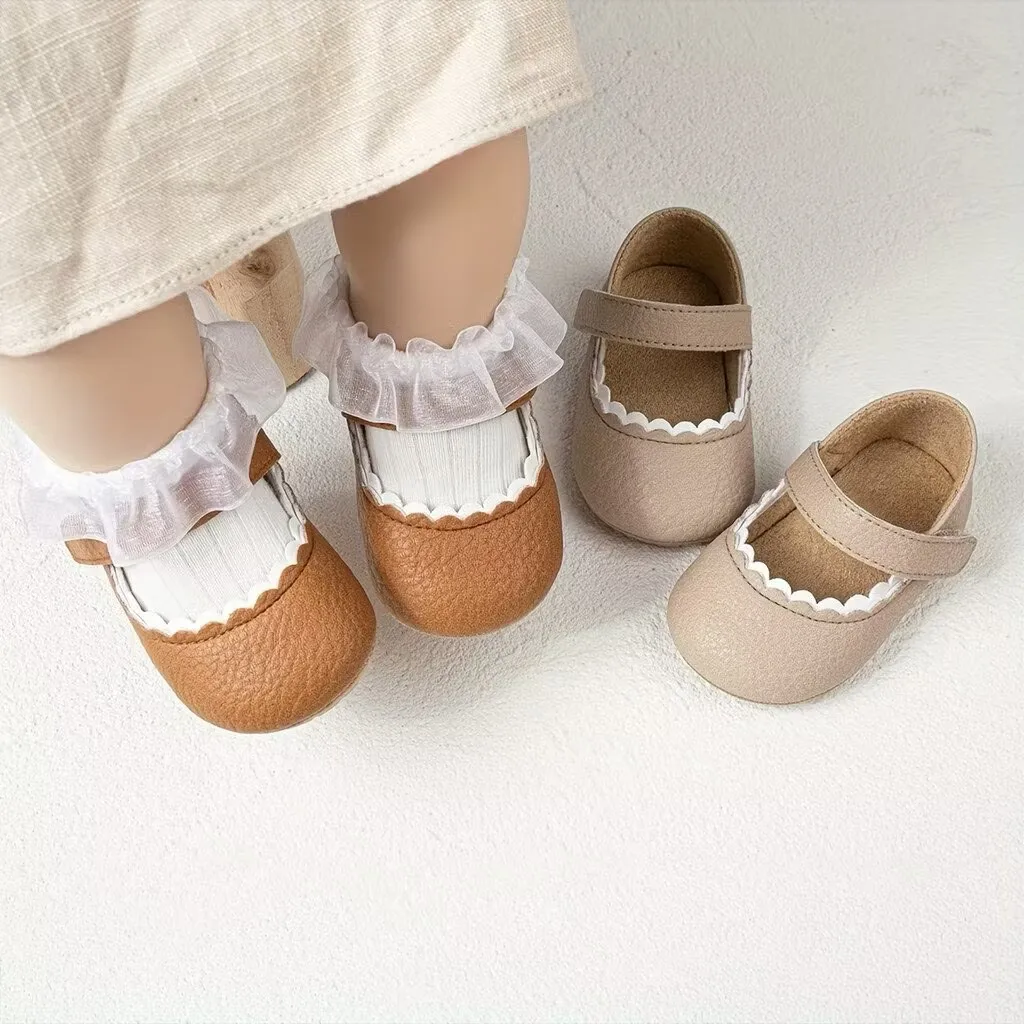 

Обувь для маленьких мальчиков и девочек, детская кожаная резиновая подошва, противоскользящая обувь для первых ходунков для малышей, обувь для кроватки, принцесса для новорожденных девочек