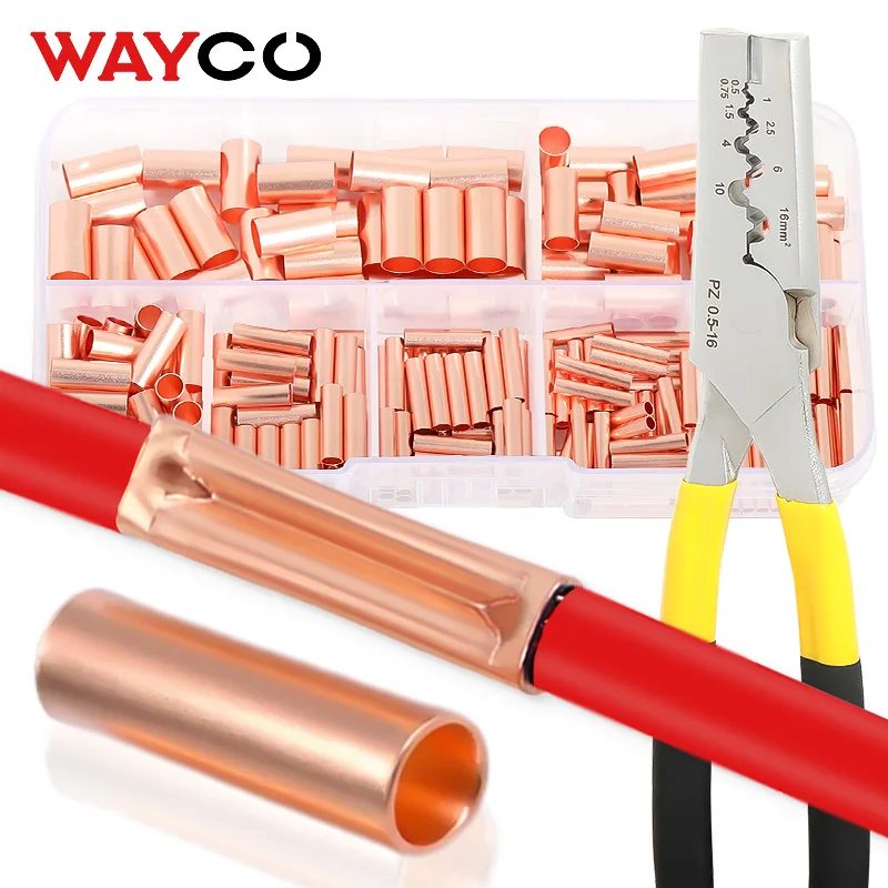 270PCS GT Copper Crimp Terminals Boxed Electrical Wire Cable Ferrules Connectors Ring Sleeve Tubular Lugs and Heat Shrink Tubing