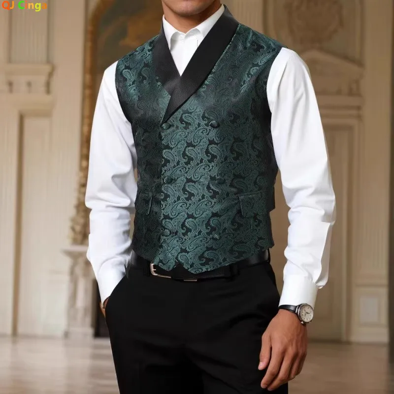 

‌Classic Paisley Pattern Men's Formal Vest - Stylish Fit for Tuxedo & Formal Occasions‌, European Sizes Vests S-XXL.