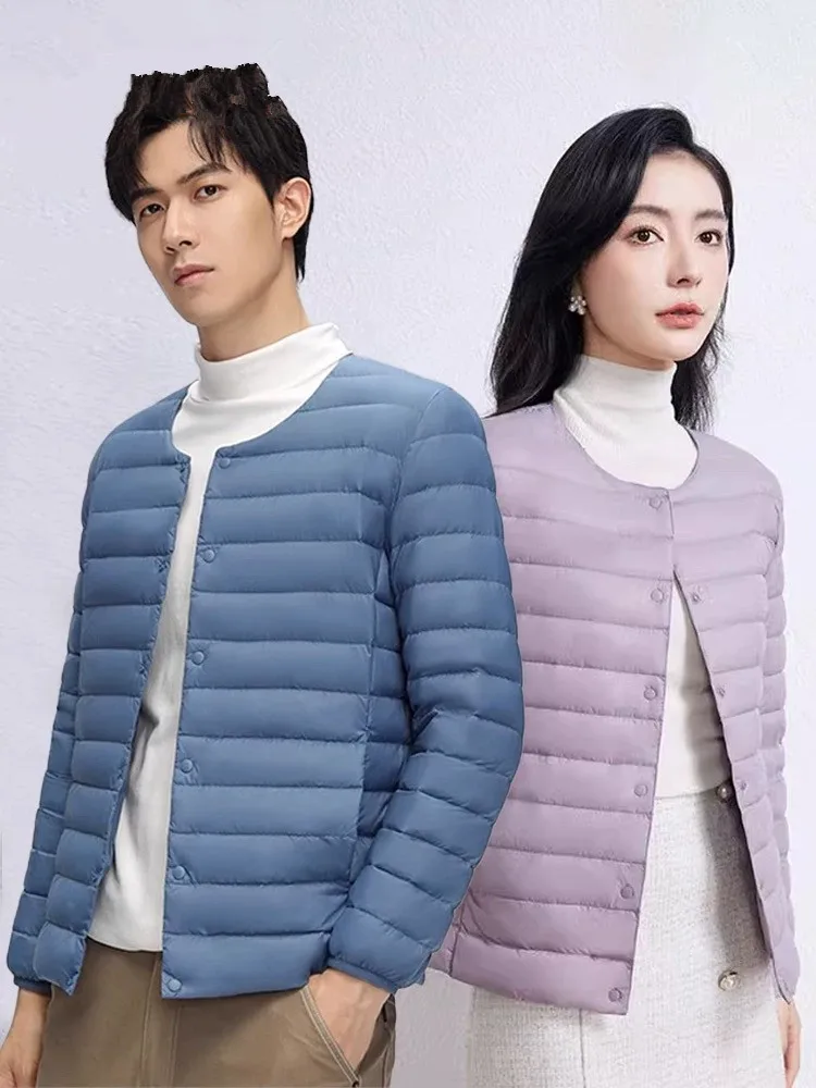 Men 90% White  Duck Down O-neck Variable V-neck Liner Puffer Jackets Autumn Winter Keep Warm Lightweight Packable Men Down Coat