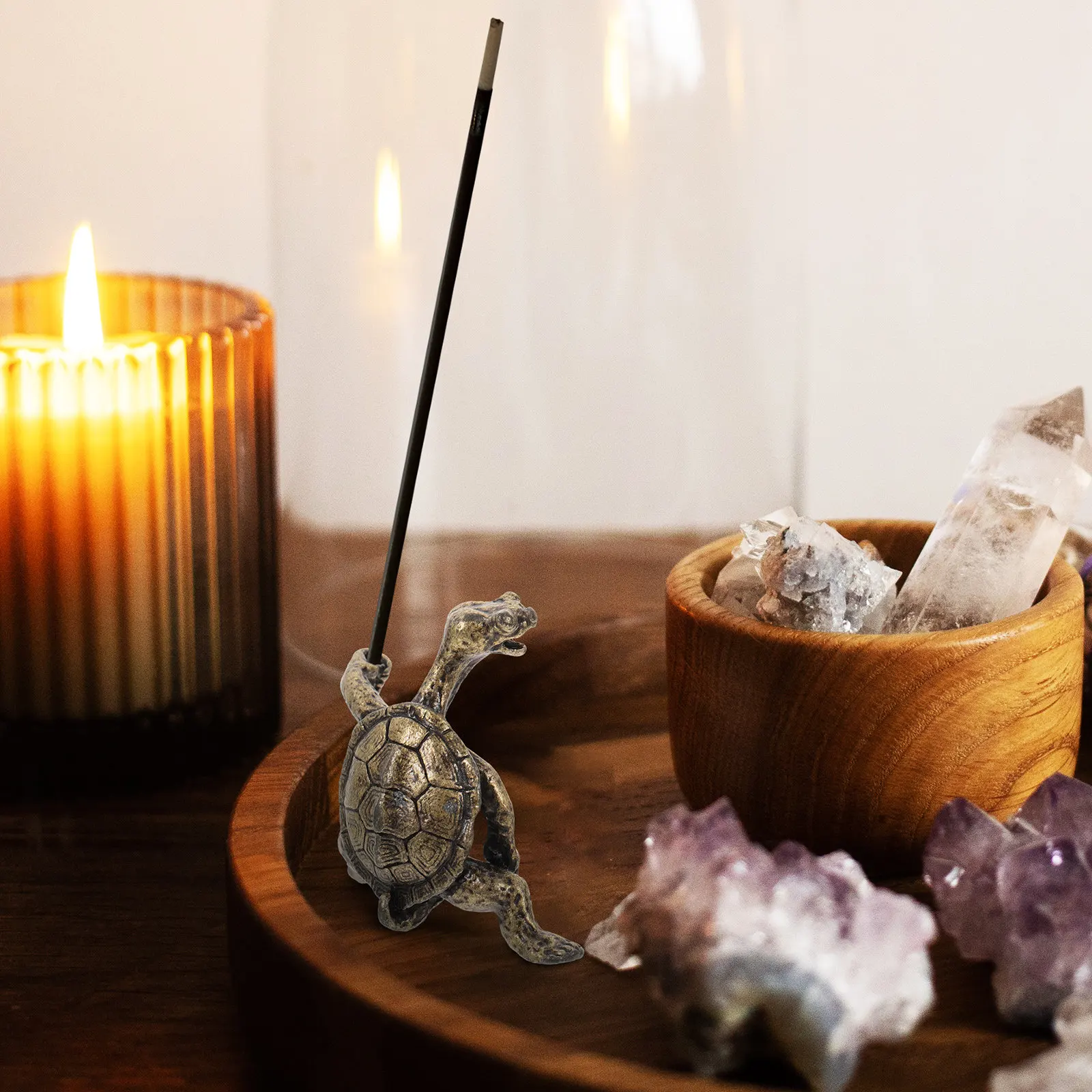 Porte-encens en forme de tortue, brûleur en métal, décoration pour la maison, méditation, salle de yoga, purificateur d'air, porte-bâtonnets d'encens, 2 pièces