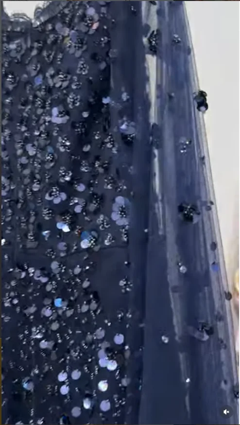 Navy Blue Women Evening Dresses Tulle Cape Dubai Arabic Wedding Gowns Sparkly Formal Prom Dress Vestidos De Novia Customized