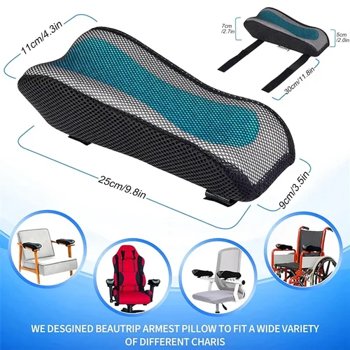 Imagen 2 del producto Almohadillas ergonómicas para reposabrazos, funda de almohada para reposabrazos de silla de oficina, cojín de soporte para codos para sillas de ordenador, juegos y escritorio