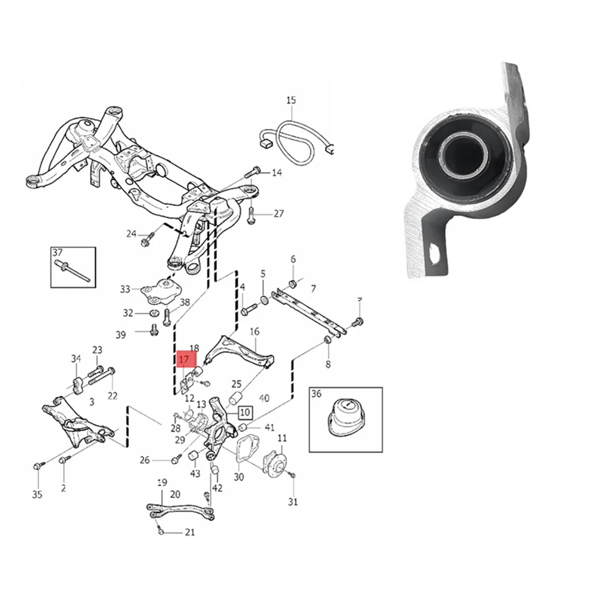 31277897 Rear Left Axle Control Arm Bushing Retainer for Volvo XC90 2003-2016 Upper Control Arm Mounitng Bush Bracket