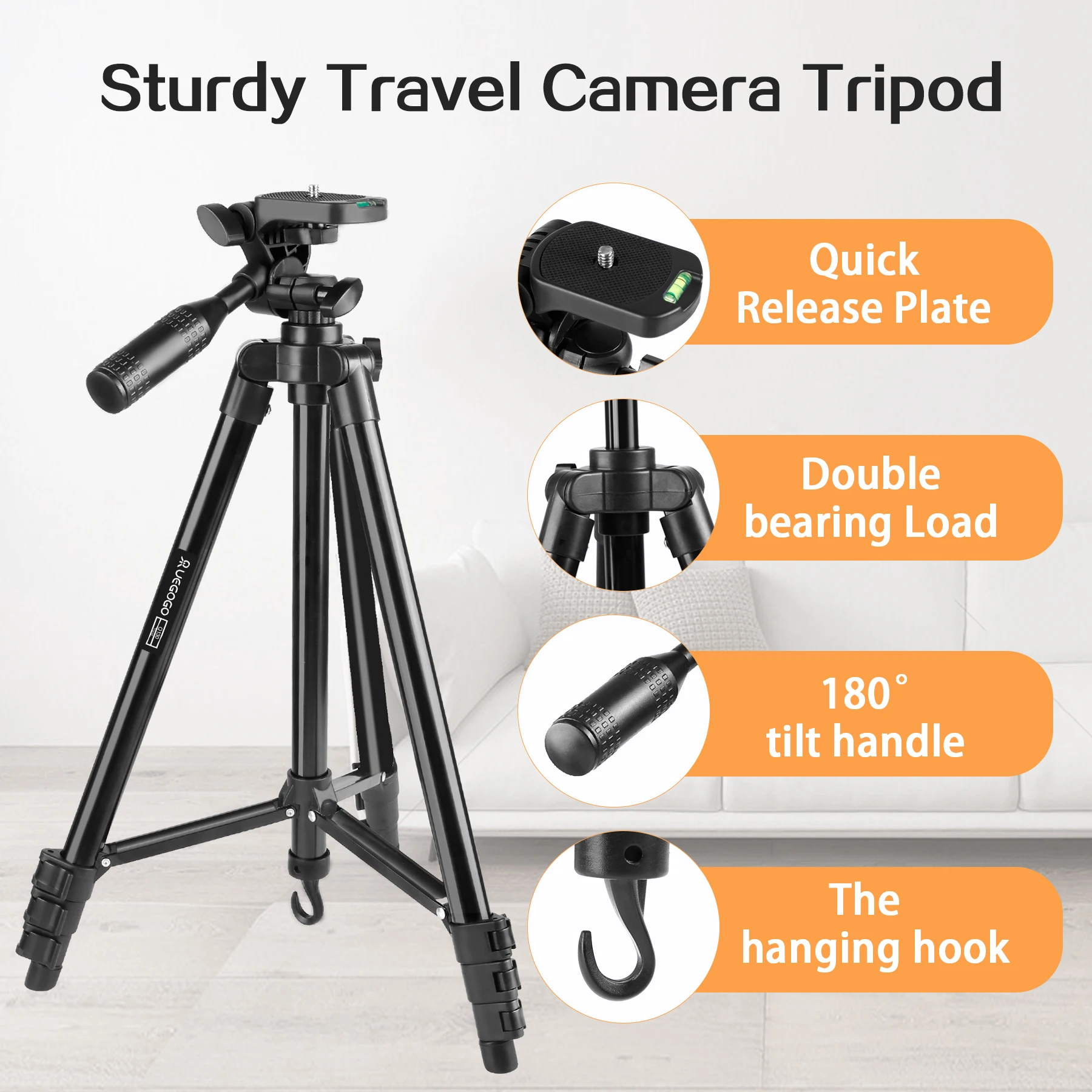 UEGOGO Q130 51 Inch Lightweight Tripod for Camera & Phone with