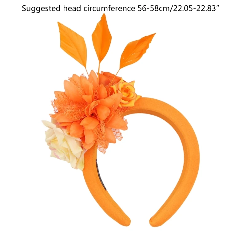 Newest Flower Bride Headband Unique Fascinators with Veil Premium Colorful Hairband for Ladies Women