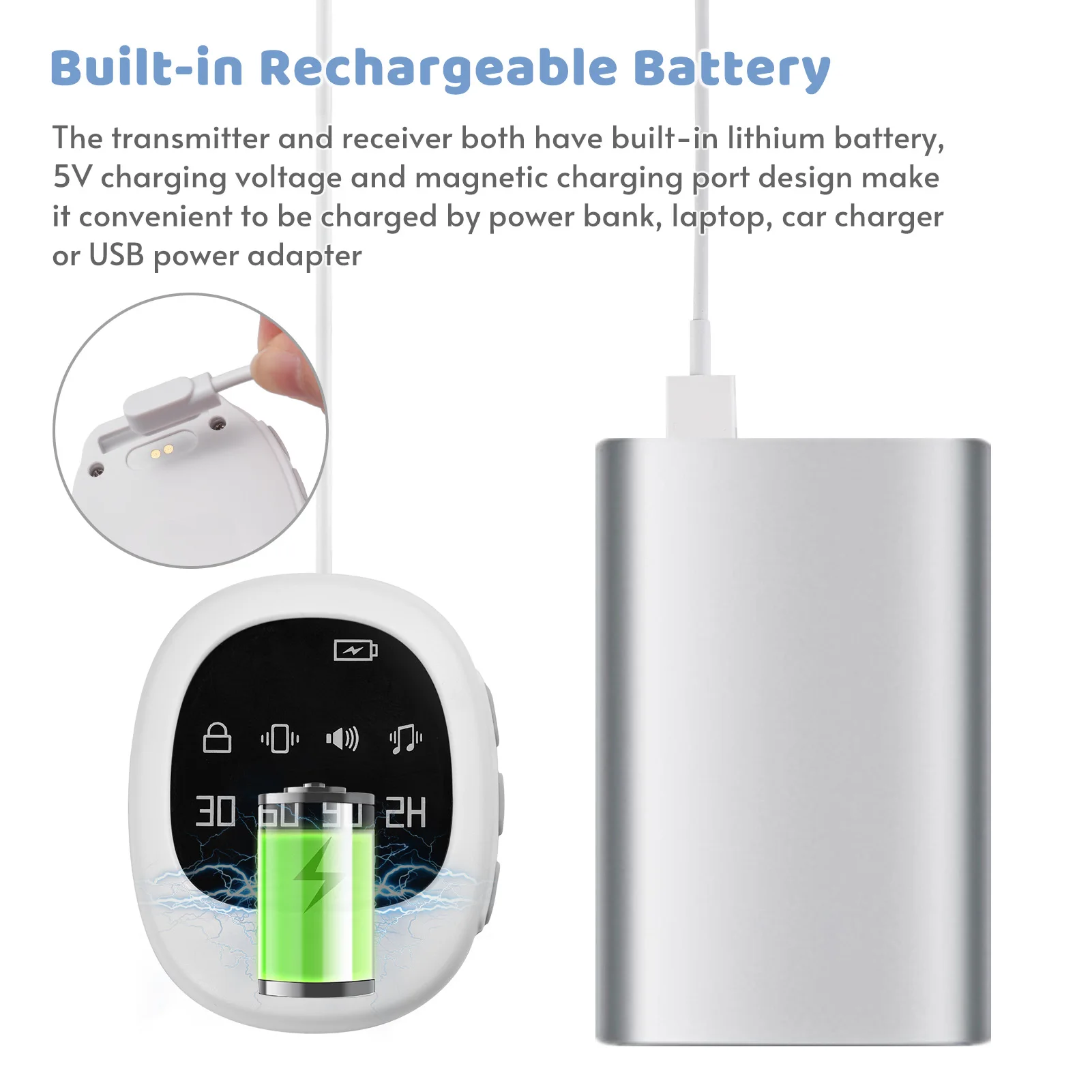 Reloj inalámbrico de entrenamiento para orinal con alarma, pulsera para el cuidado de los ancianos, 40M de alcance efectivo con indicador LED