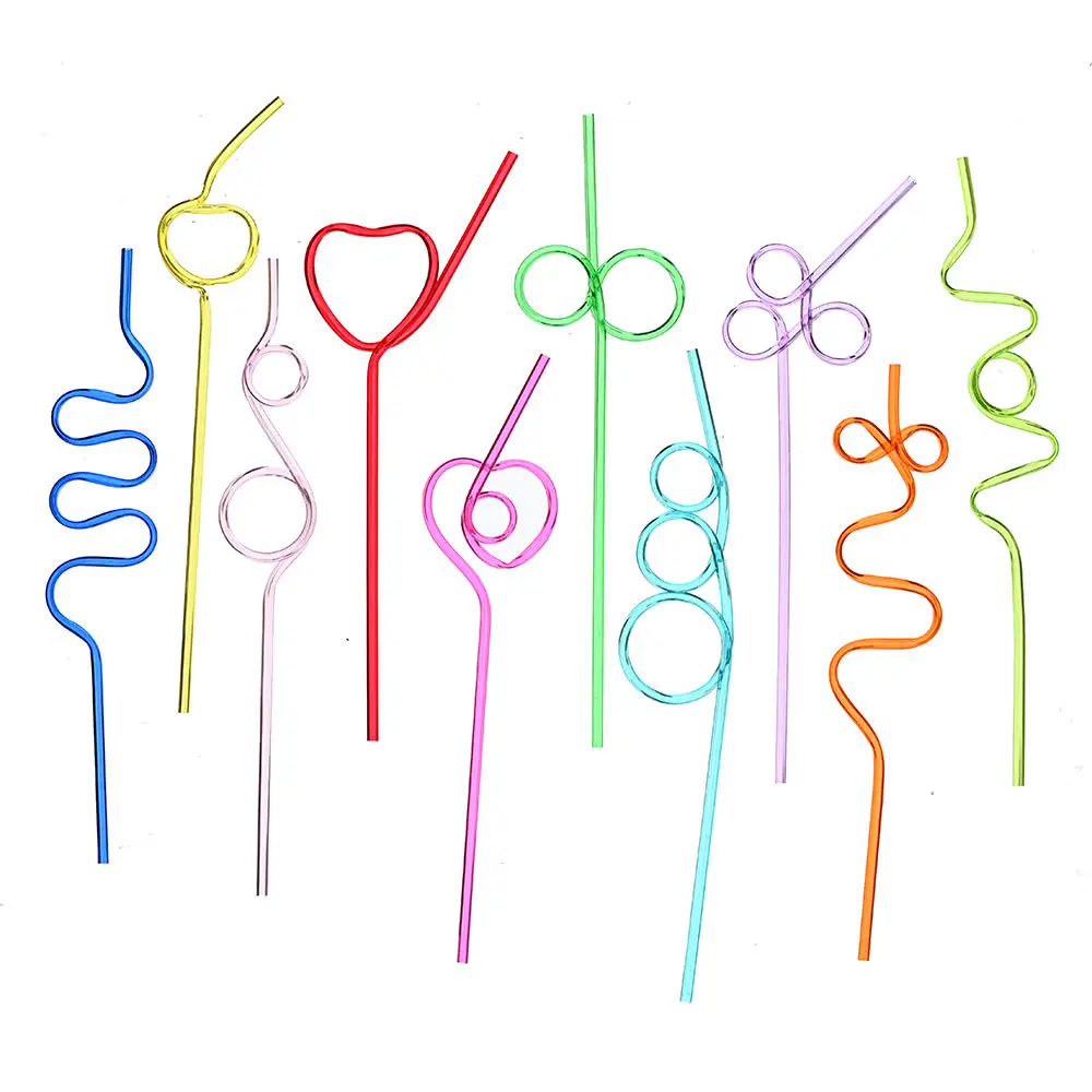 10-50pcs Crazy and unique Straws Curved drinking straws 10 different styles of everyday party Holiday cold drink straws are BPA-