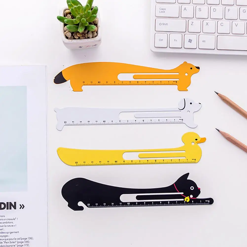 Dog Shape Ruler Cute Cartoon Metal Bookmark Ruler with High Strength Measuring Scale Adorable School Supplies for Students Book