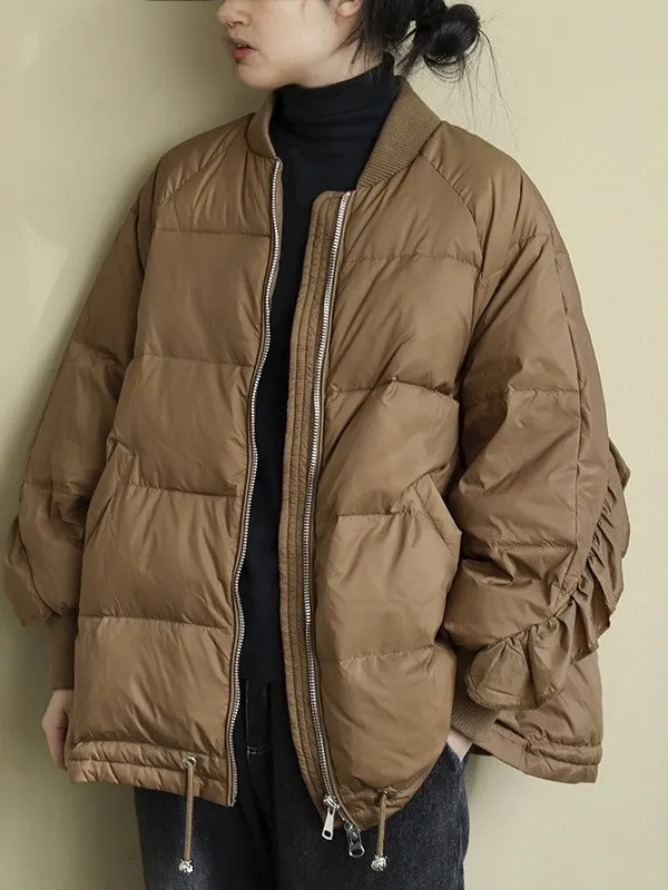 

Winter Faion Artistic Sle Zipper Loose Fit Thin Long Sve Open Cardigan Cotton Jaet for Ladies Anti-Aging Trendy Coat