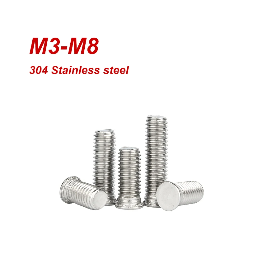 304 Stainless Steel Pressure Rivet Screw M3 M4 M5 M6 M8 flat head Self-locking Stud Screw