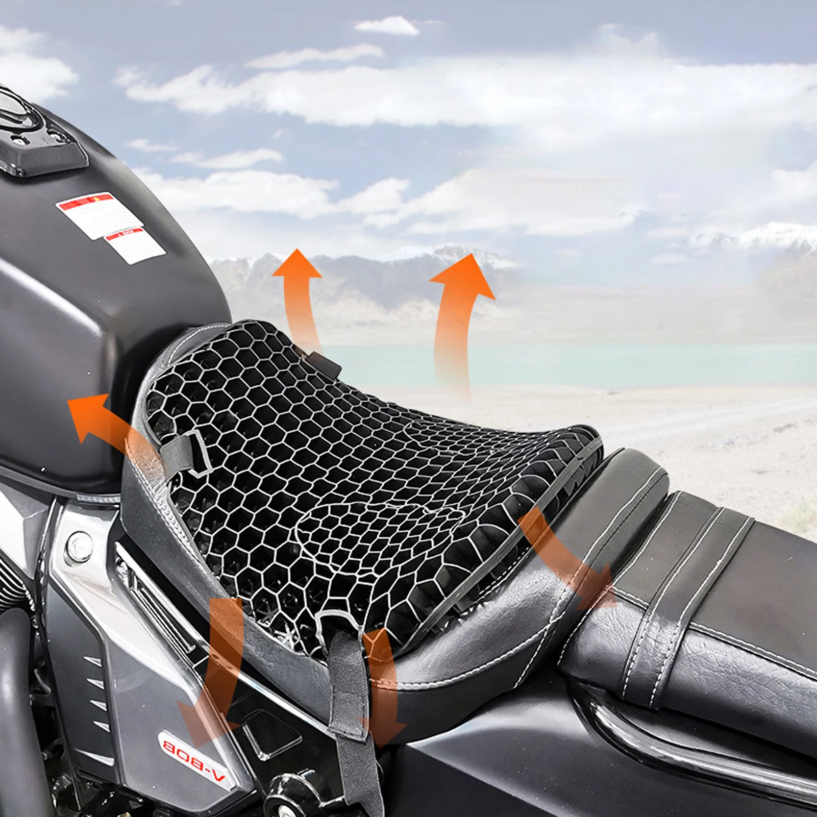 Motorcycle Seat Cushion 3D Honeycomb Shock Seat Pad Breathable Motorbike Air Pad Cooling Seat Cover Scooter Saddles Mat